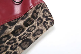Leopard print lace up PU leather patchwork tube top