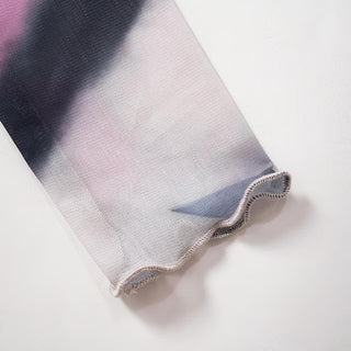 Long sleeve sheer mesh cat print mini skirt set