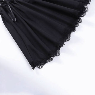 Sweetheart neck embroidery ruffle lace up cami mini dress