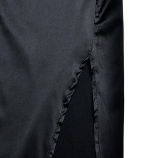 Long sleeve crewneck lace hollow out high slit cut out maxi dress