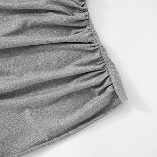 One shoulder ruched irregular knotted solid top