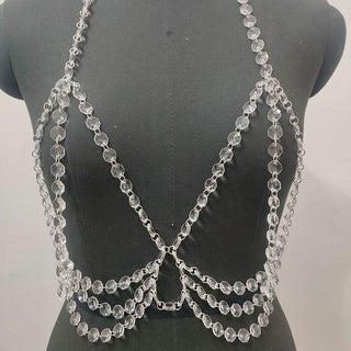 Halter tassels hollow out beaded crop cut out top