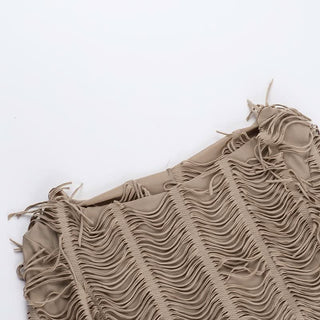 Long sleeve tassels hoodie irregular solid top