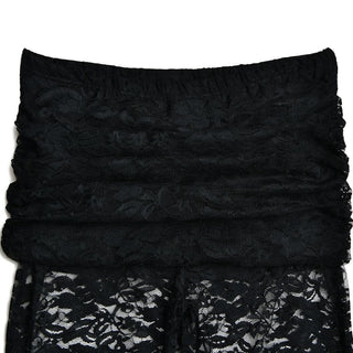 Lace patchwork ruched solid flared pant