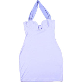 Halter solid backless mini dress