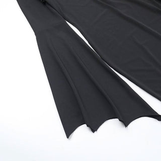 Long flared sleeve hollow out crewneck cut out maxi dress