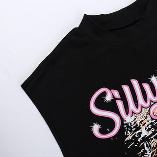 Sleeveless crewneck print top