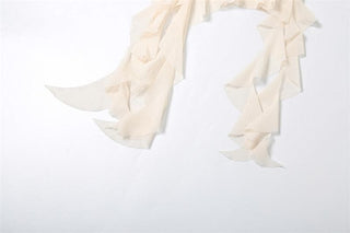 Off shoulder sheer mesh ruffle top