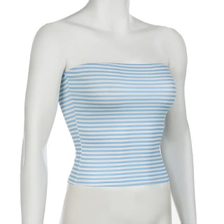 Striped print backless tube top