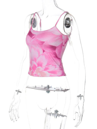 U neck flower print cami top