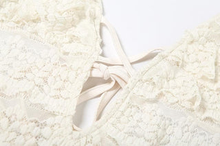 Halter self tie see through v neck hollow out cut out mini dress