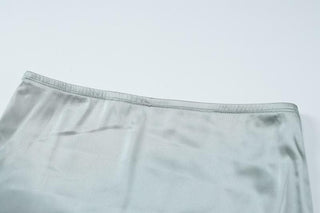 Halter metal button satin backless maxi skirt set