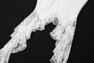 Lace v neck patchwork ruffle solid cami top