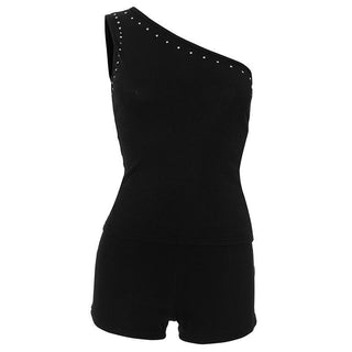 One shoulder irregular beaded ruched pant set