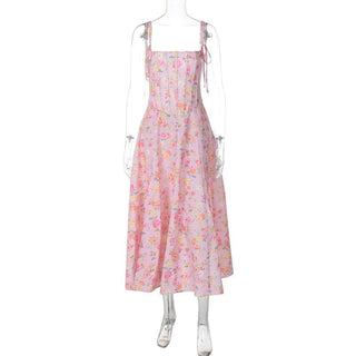 Bustier flower print cami midi dress