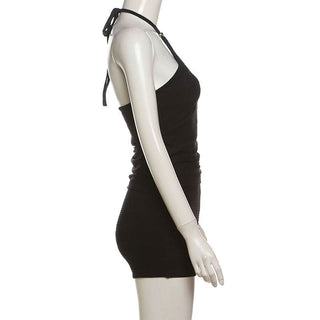 Halter backless textured solid short pant set