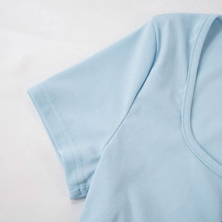 Short sleeve bowknot crop mini skirt set