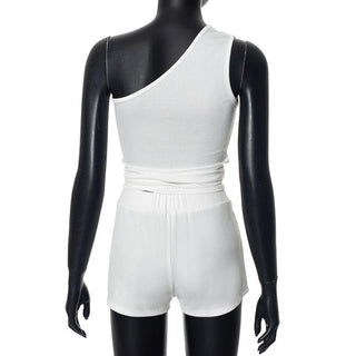 One shoulder irregular beaded ruched pant set