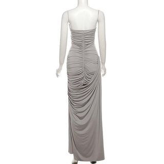 Ruched sweetheart neck irregular tube maxi dress