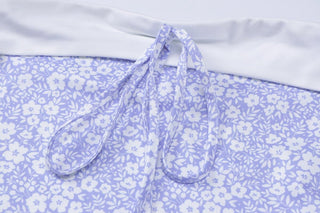 Flower print knotted backless tube mini dress