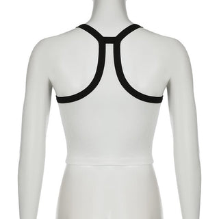 U neck "R" embroidery cami top