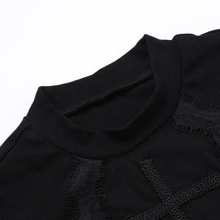 Sleeveless crewneck cross pattern solid top