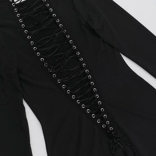 Long sleeve lace up mini dress