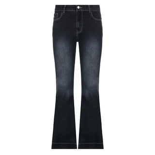 Low rise medium wash pocket button jeans