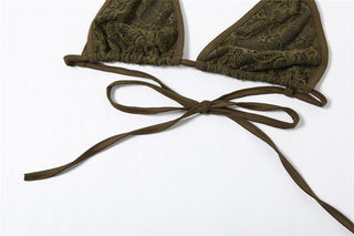 Lace ruffle cami 3 piece mini skirt set