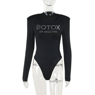 Crewneck long sleeve padded beaded bodysuit