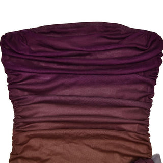 Ruched gradient mesh backless tube mini dress