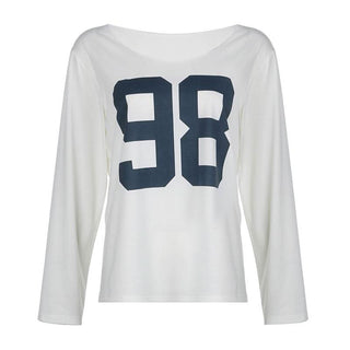 Long sleeve crewneck "98" print top