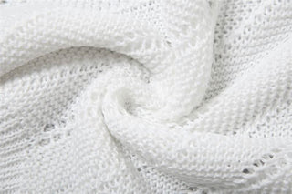 Halter v neck backless self tie knitted maxi dress