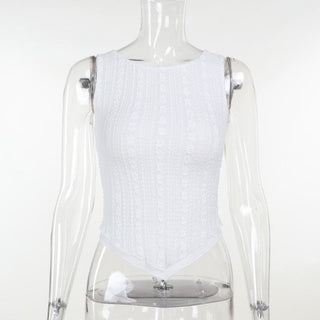 Crewneck textured ruffle solid tank top