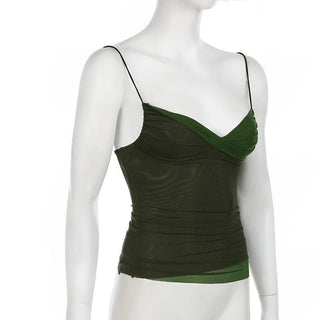 Contrast ruched backless cami top