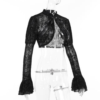 Long flared puff sleeve button shrug top