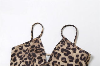 Leopard print mesh 2 piece top