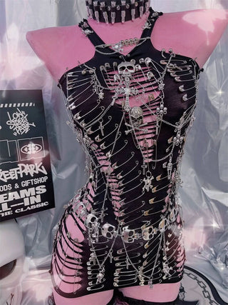 Skull metal chain hollow out cut out top