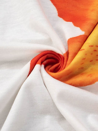 Long sleeve gloves flower print mesh off shoulder top