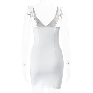 V neck slit knotted backless cami mini dress