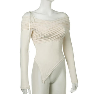 Off shoulder long sleeve ruched backless top