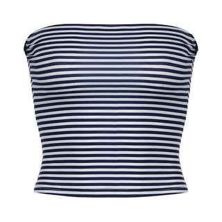 Striped print backless tube top