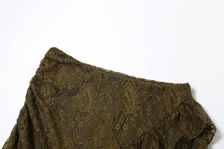 Lace ruffle cami 3 piece mini skirt set