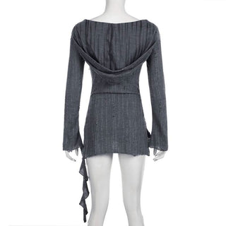 Hoodie long sleeve ruffle top