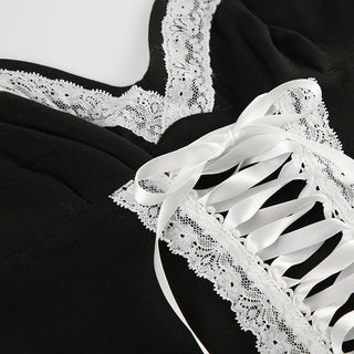 Lace up sweetheart neck cami top