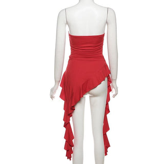 Rose applique ruffle ruched tube top