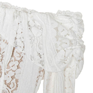 Long flared sleeve off shoulder lace mini dress