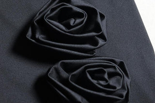 One shoulder irregular flower applique ruffle mini dress