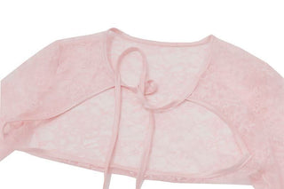 Long flared sleeve lace shrug cami mini dress