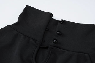 High neck long sleeve ruffle mini dress